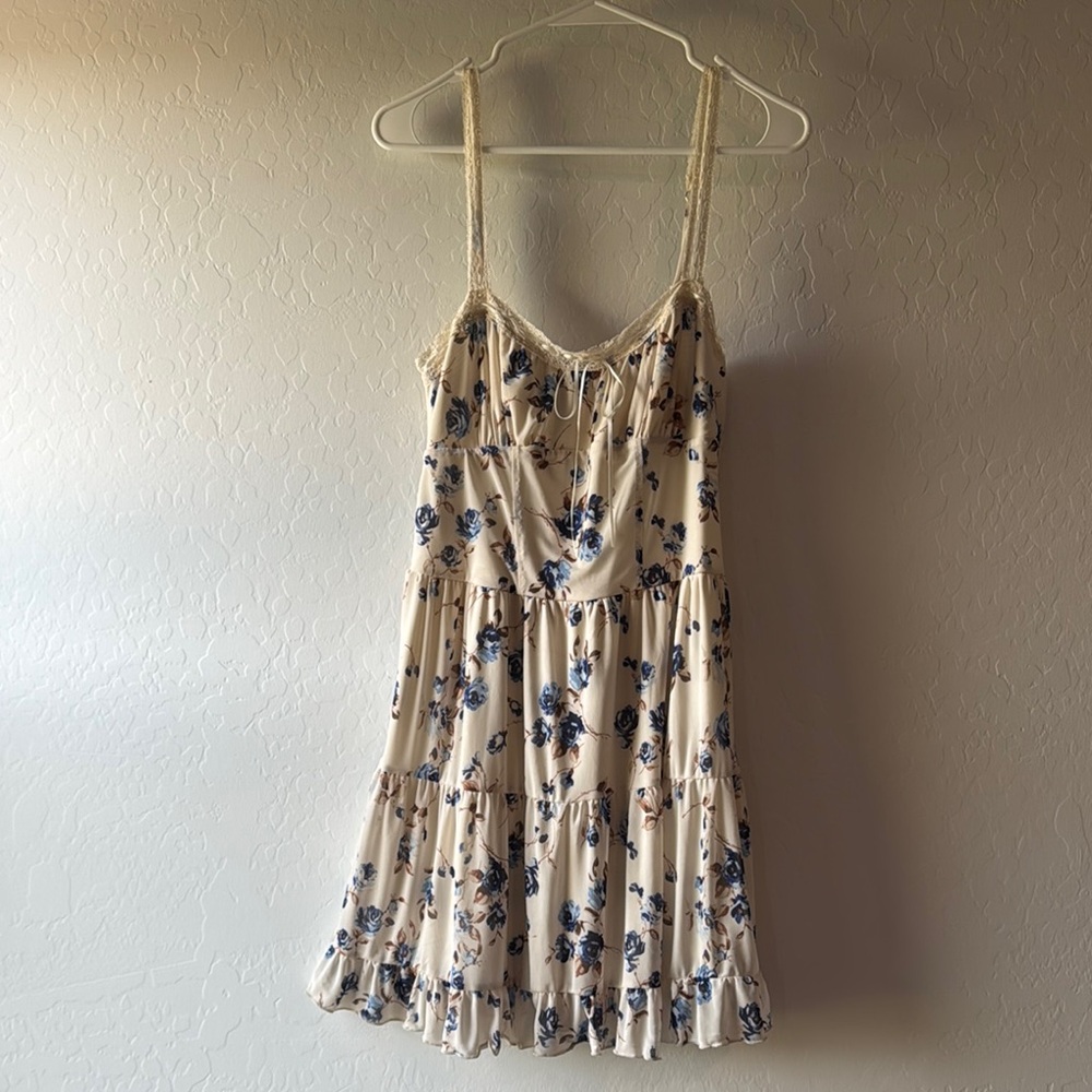 Floral Cream and Blue Sundress